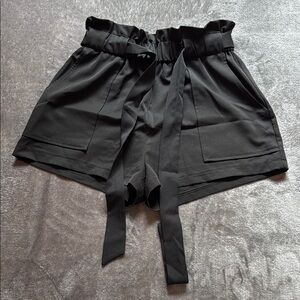 Windsor Black High Waist Shorts with Tie Belt